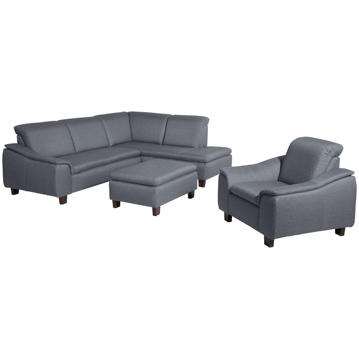 ECKSOFA mit Ottomane rechts Kaylil Flachgewebe denim - Flieder, Kunststoff (187/247cm) - 58aufmkessel