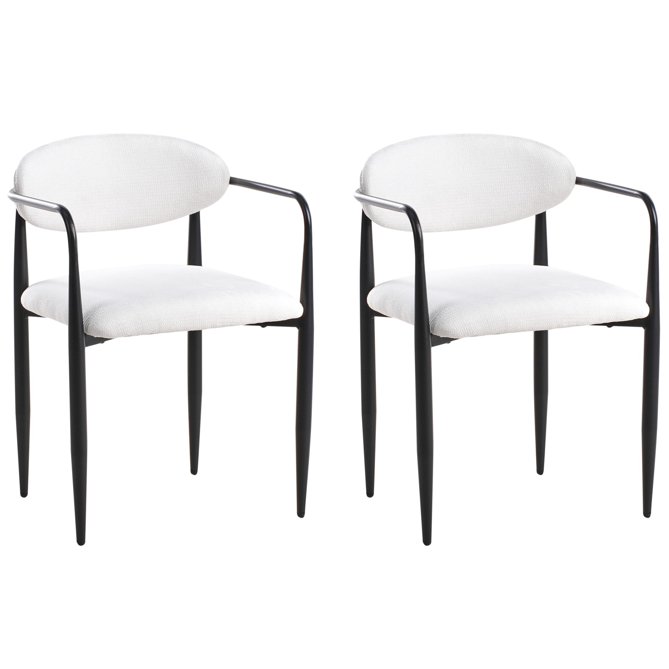 ESSZIMMERSTUHL 2er-Set Cremeweiß Tanevik - Schwarz/Weiß, Textil (54/73/51cm) - Beliani