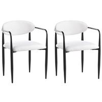 ESSZIMMERSTUHL 2er-Set Cremeweiß Tanevik - Schwarz/Weiß, Textil (54/73/51cm) - Beliani
