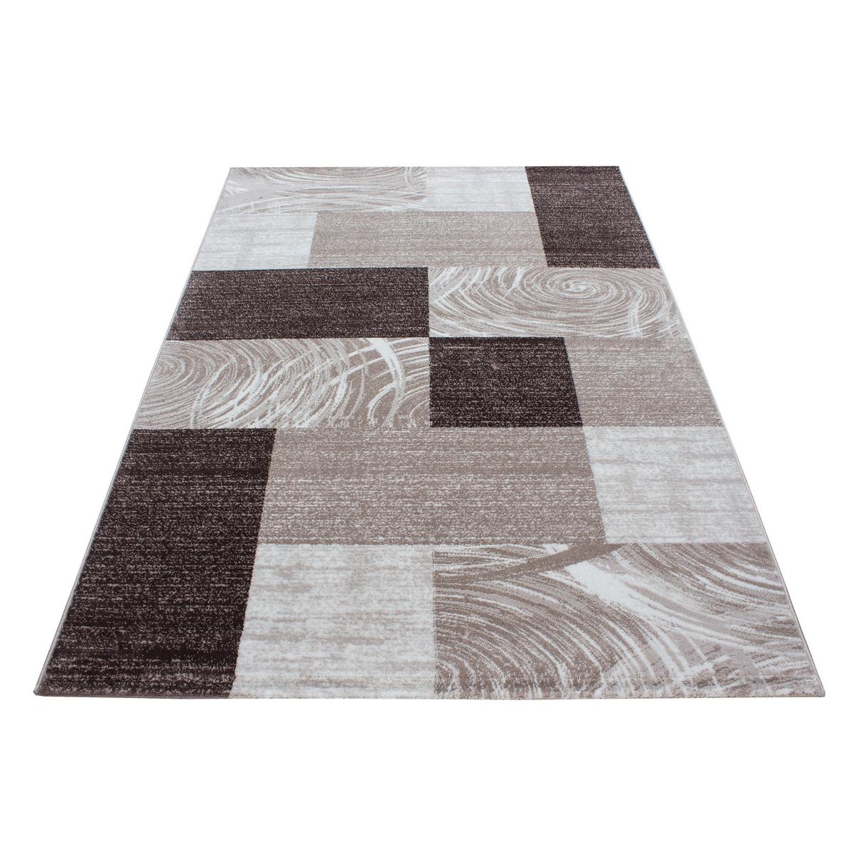 TEPPICH Kurzflor DRAU in Braun, abstrakt kariert, 140 x 200 cm - Braun, Textil (200/140cm) - KADIMA DESIGN