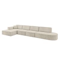 ECKSOFA Ottomane Links IREA-L3-v4 - 413x171x79 cm Dunkelgrau - Ecru, Holzwerkstoff/Textil (413/171cm) - ALTDECOR