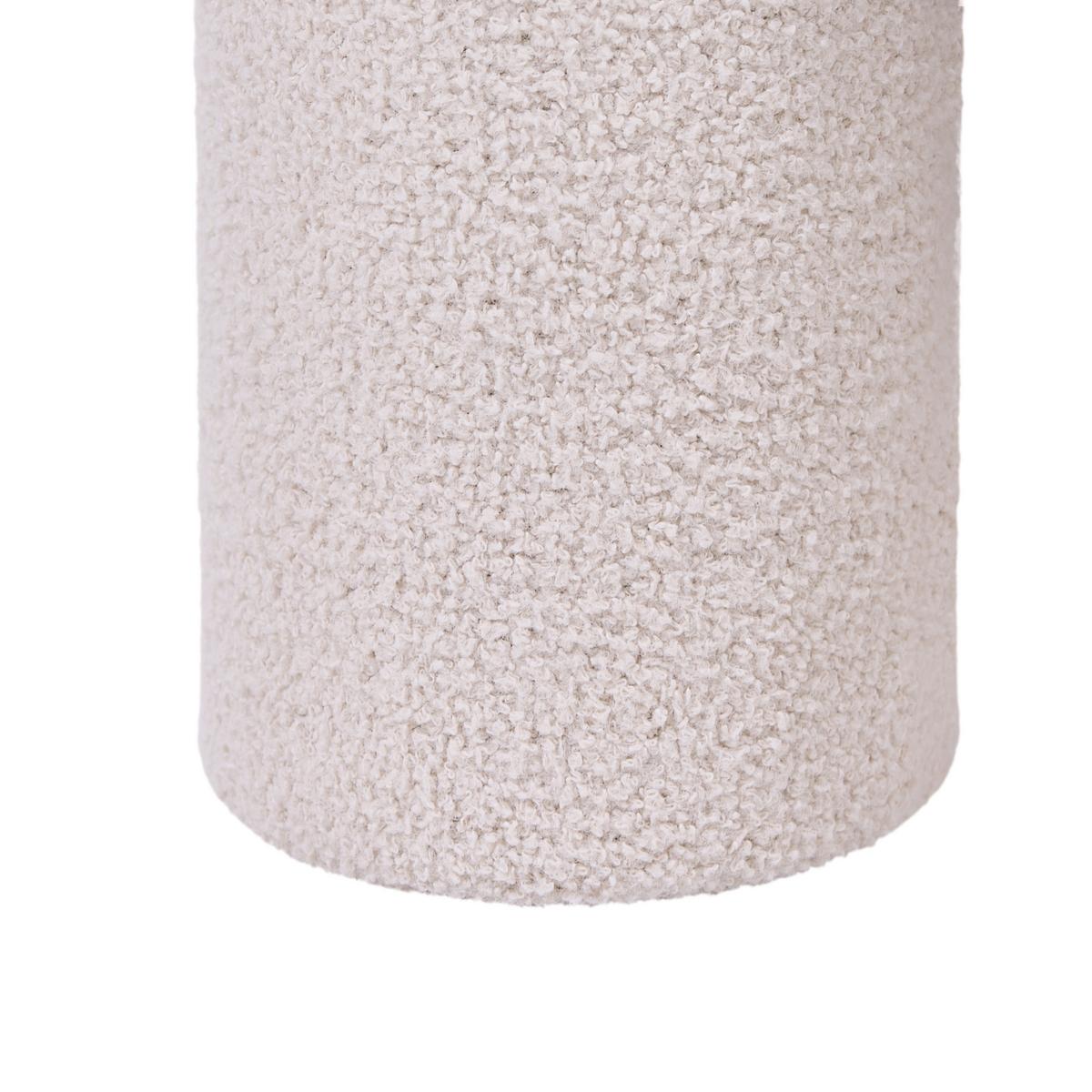 HOCKER Bouclé Cremeweiß Canby - Weiß, Textil (43/38/43cm) - Beliani