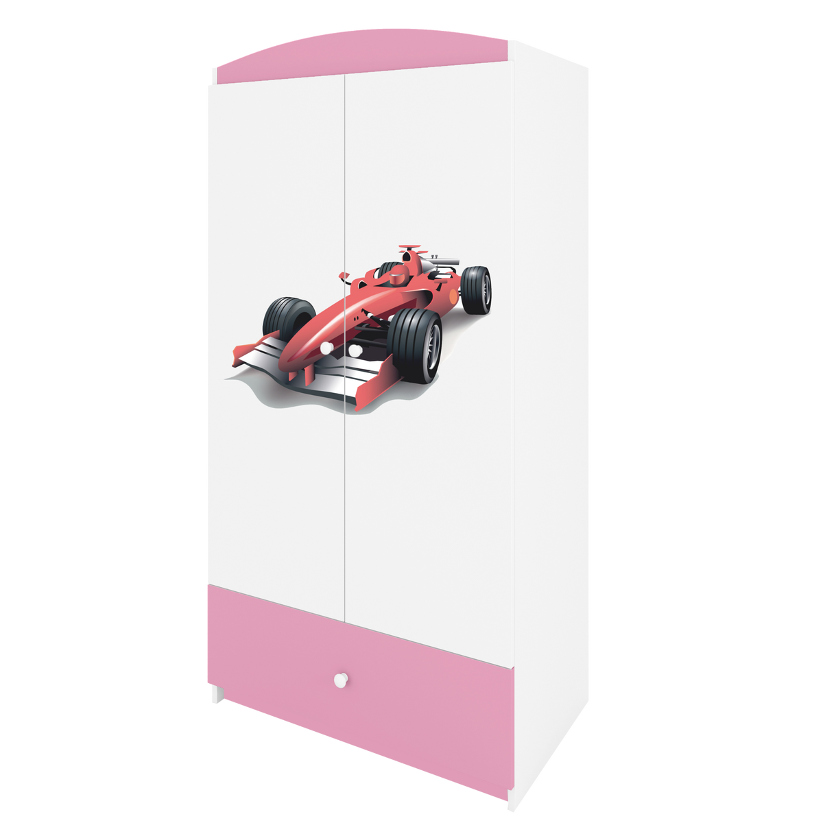KINDERKLEIDERSCHRANK Formel 1 - Hellrosa, Holzwerkstoff (90/175/52cm) - RAUMHIRSCH FURNITURE