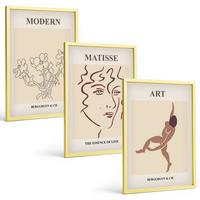 BILDER SET 3er Set - 40x60 cm Goldrahmen - Stilvolle Grafiken, Blumen, Figuren - Goldfarben, Kunststoff (40/60cm) - TULUP