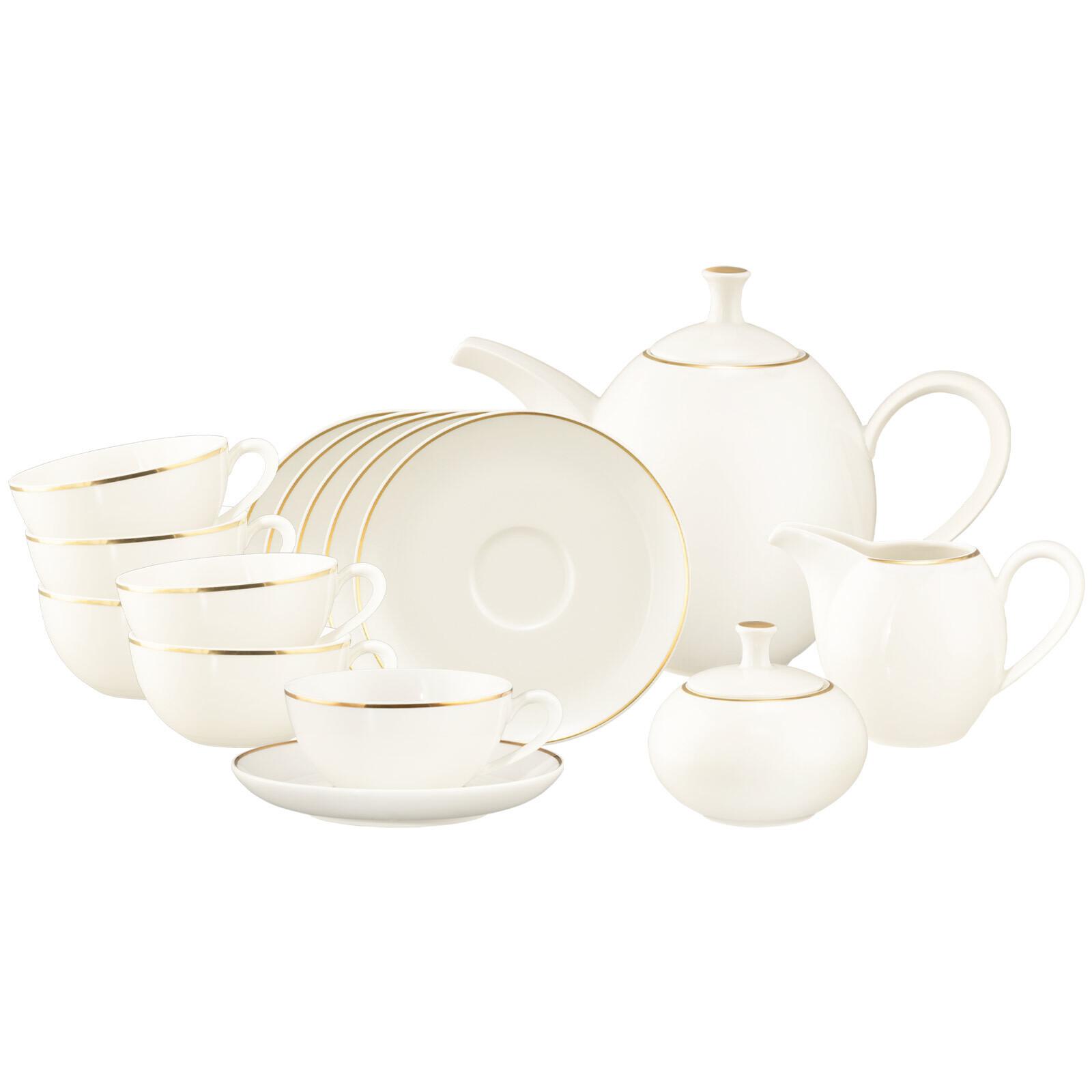 TEESERVICE Savona Goldlinie creme 15-tlg. - Creme, Keramik (2/2/2cm) - Seltmann Weiden