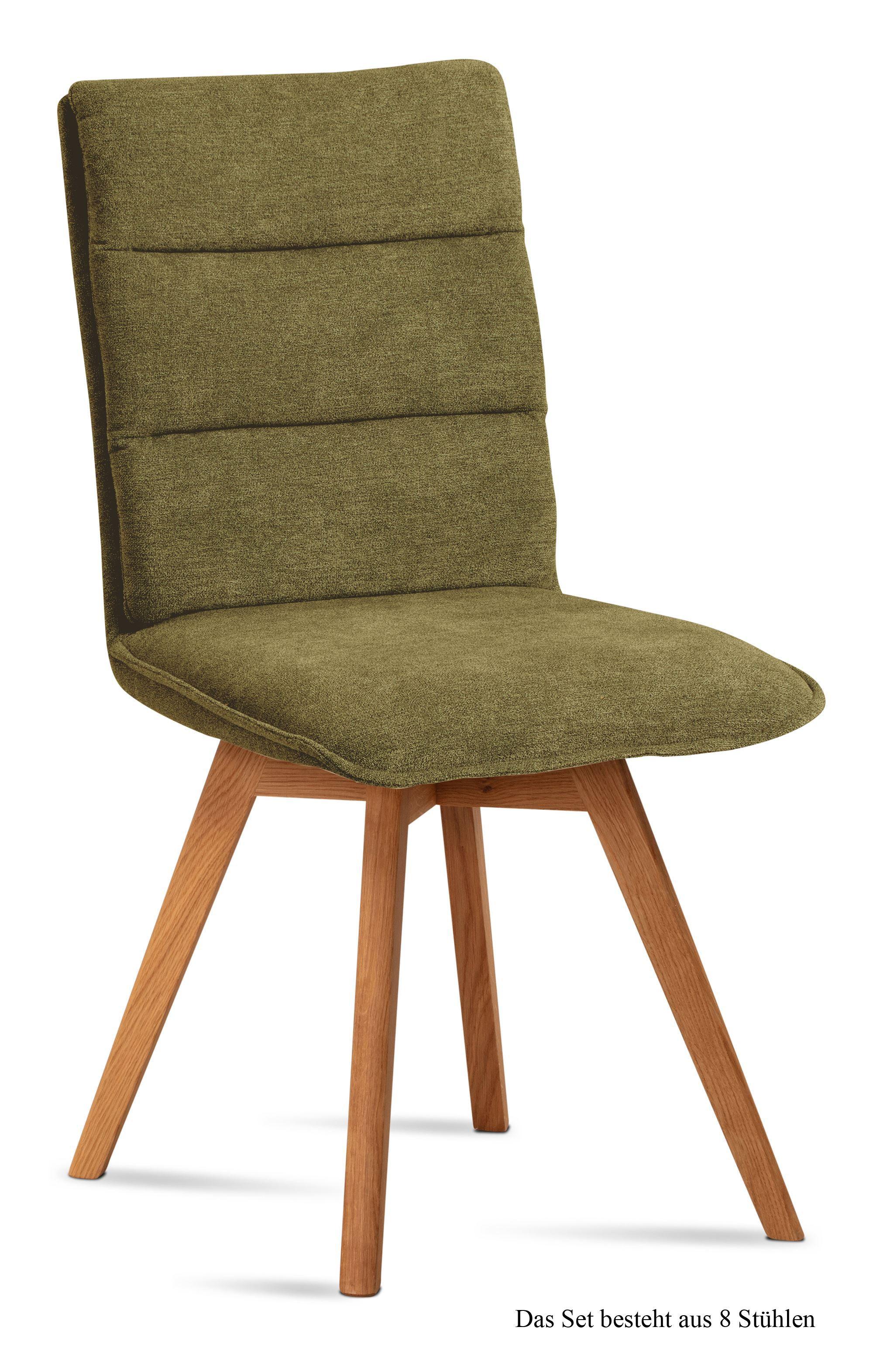 ESSZIMMERSTUHL (8er-Set) Dobra 47x92x60 Eiche geölt/Olivgrün - Eichefarben/Olivgrün, Kunststoff (60/92/47cm) - 58aufmkessel