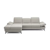 ECKSOFA FELICE L-S Beige Geflochtener Stoff mit Schlaffunktion - Creme, Holz (284/166cm) - MASSENO
