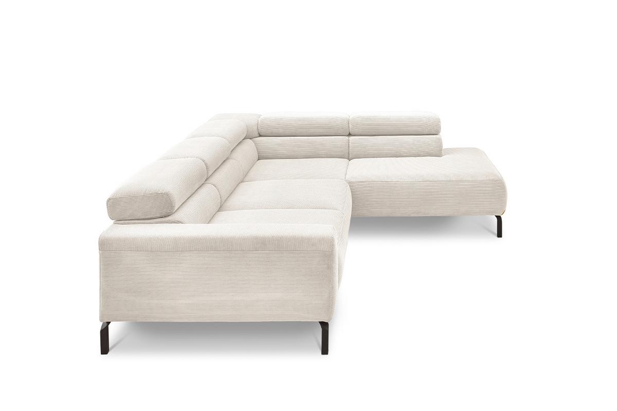 ECKSOFA DELIA Weiß Cord - Schwarz/Weiß, Textil/Metall (276/219cm) - KAWOLA