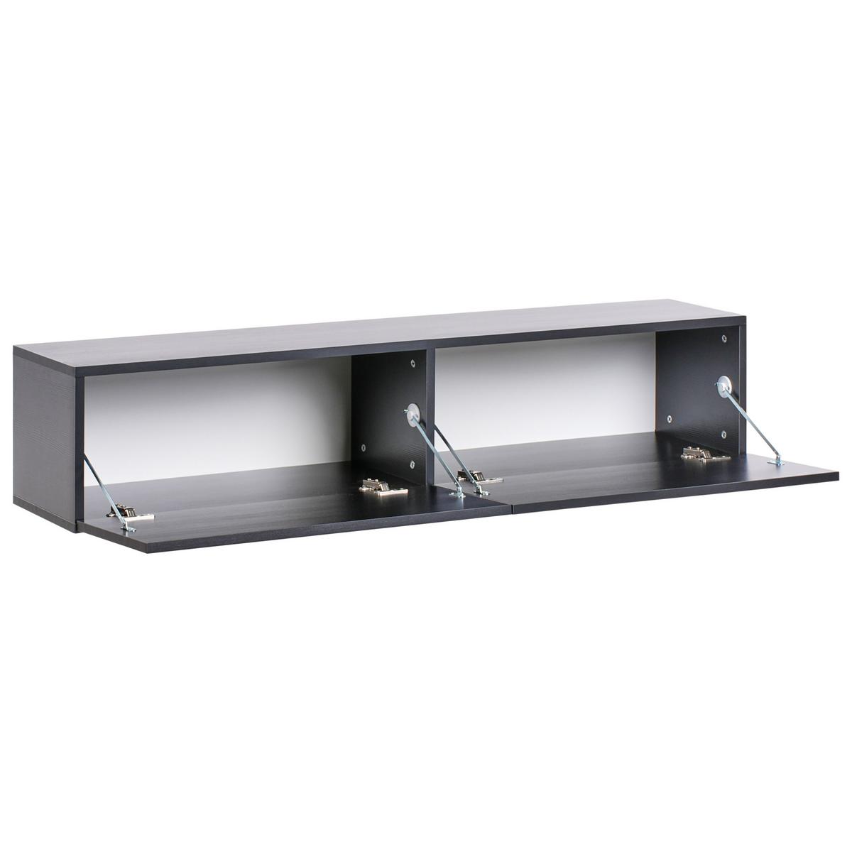 WANDMONTIERTER-TV-SCHRANK Schwarz Gladstone - Schwarz, Holzwerkstoff (140/30/32cm) - Beliani