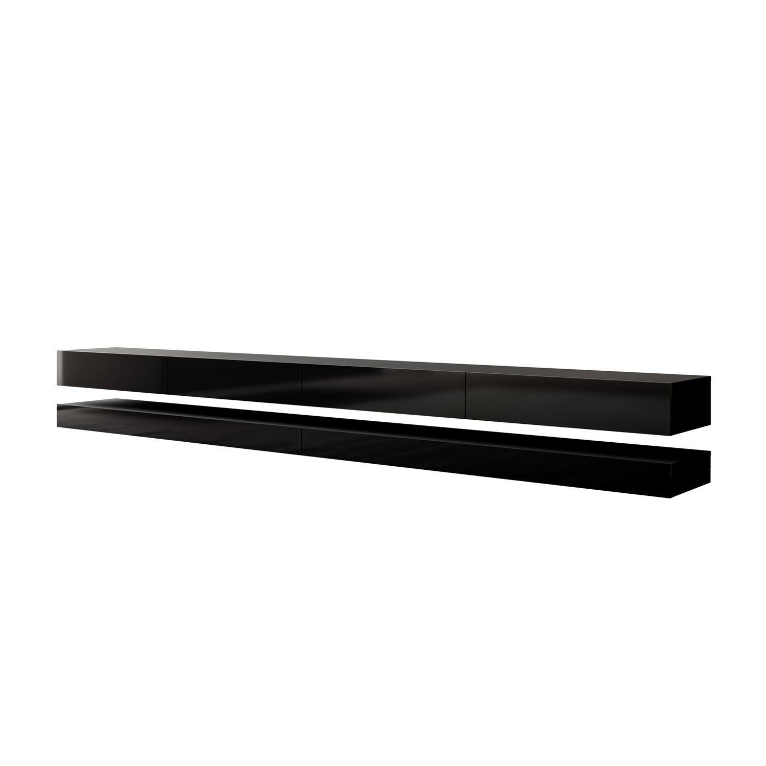 TV-RACK SKY 280 cm mit LED-Beleuchtung - Schwarz, Holzwerkstoff (280/25/34cm) - Lookway