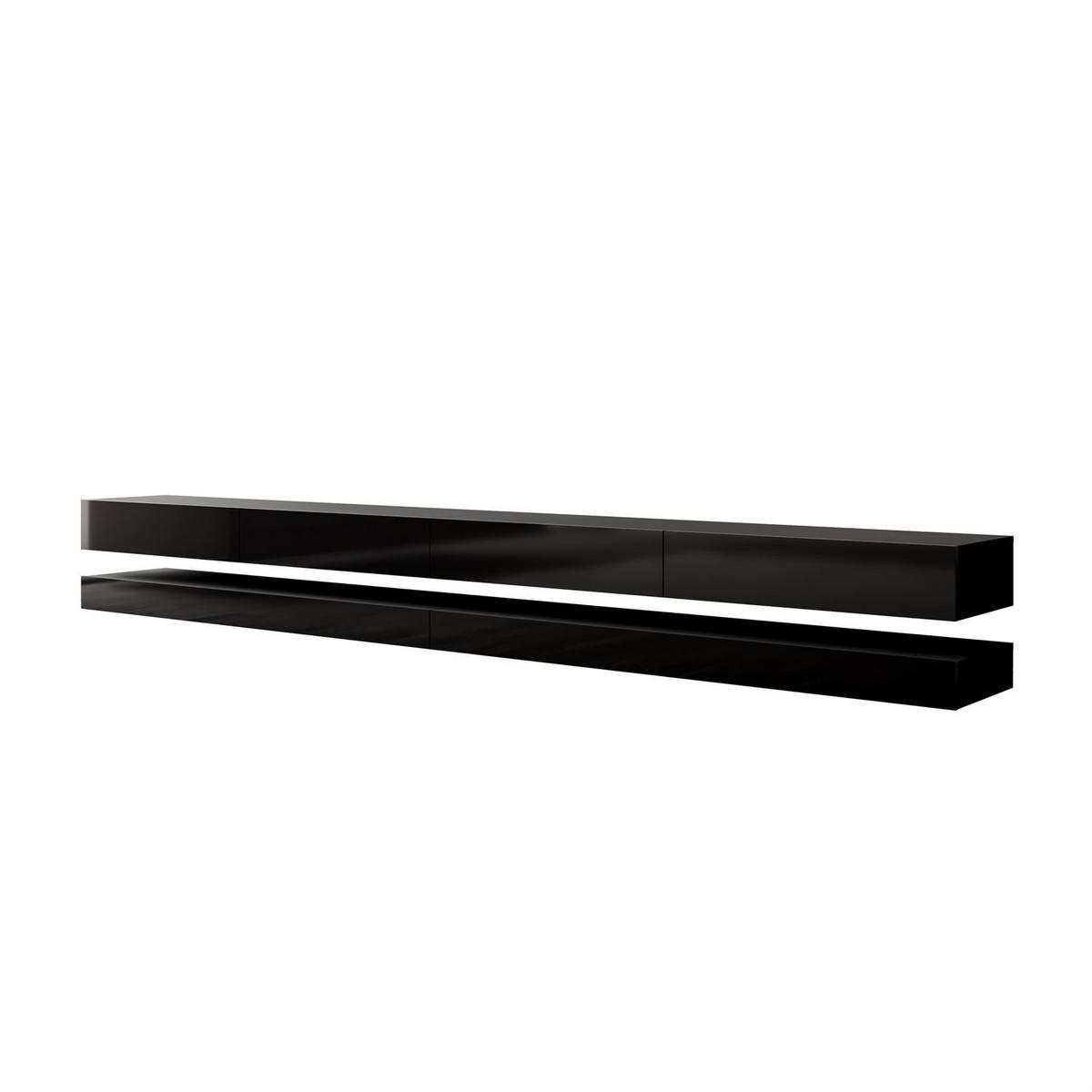 TV-RACK SKY 280 cm, Schwarz hochglanz - Schwarz, Holzwerkstoff (280/25/34cm) - Lookway
