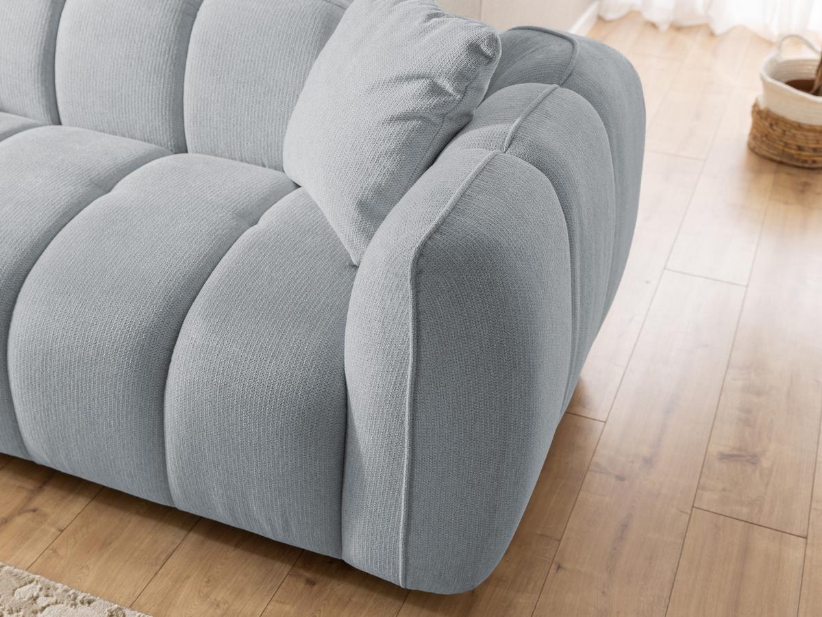 SITZGARNITUR 2+1 Nubira in tief gesteppter Bubble-Optik aus weichem Grau Strukturstoff im modernen Design - Schwarz/Grau, Holz/Kunststoff (172/69/89cm) - S-Style Möbel