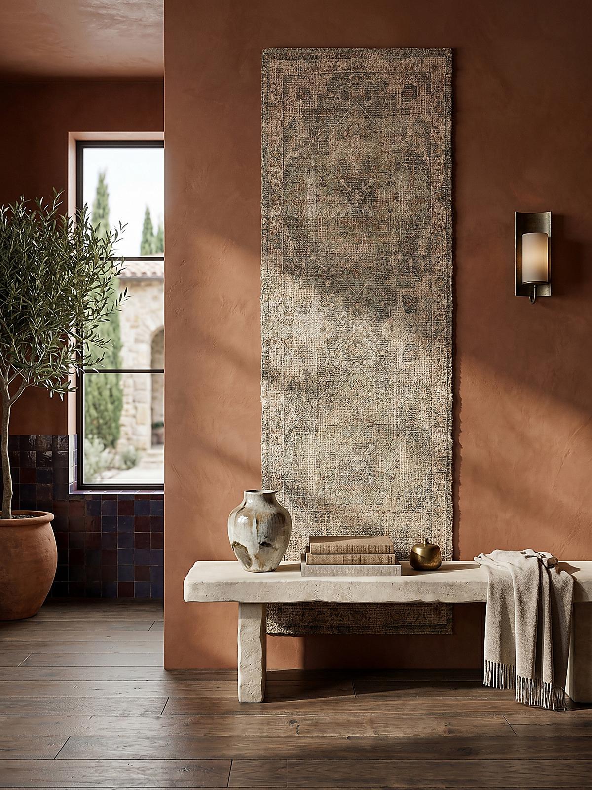 JUTETEPPICH DEEPE, klassisch im Vintage-Stil, Braun-Grün, 60 x 230 cm - Braun, Textil (60/230cm) - KADIMA DESIGN