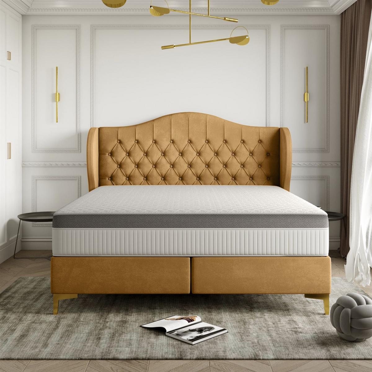 POLSTERBETT Pelagio In Whisper - Goldfarben, Holzwerkstoff/Textil (160/200cm) - Fun Möbel