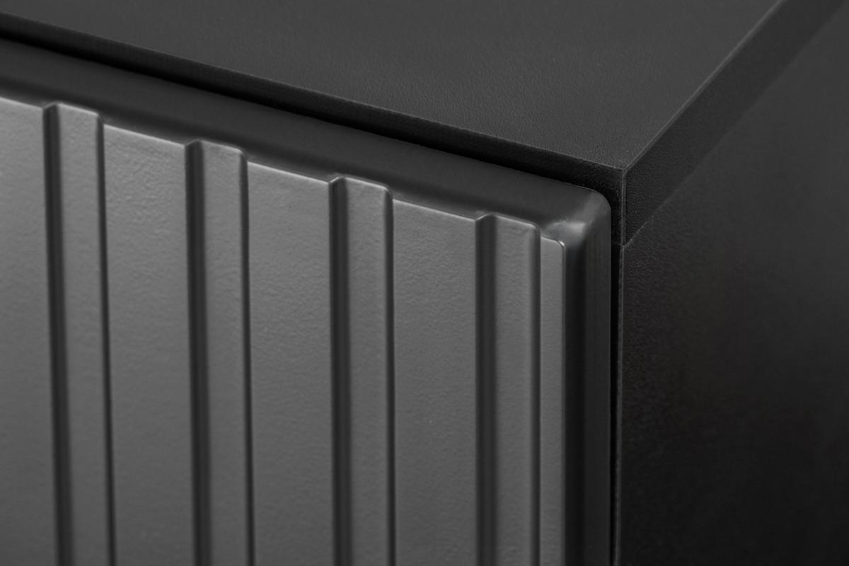 WOHNWAND Schwarz mit Vicking Eiche 300 cm, 6-teilig, inklusive LED und Push-to-Open-Funktion - Eichefarben/Schwarz, Holzwerkstoff (300/160/45cm) - Inn.Furn