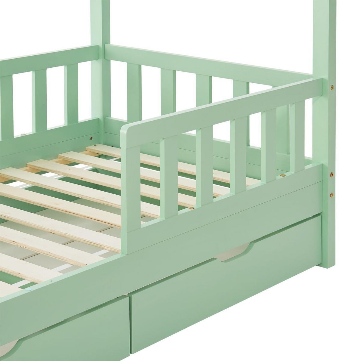 KINDERBETT Marli mit Matratze und Bettkasten mint 90x200 cm - Mintgrün, Holz (90/200cm) - Juskys