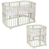 BABYBETT OLIVE, 7in1 mit Matratze - Olivgrün, Holz (73/123cm) - waldin