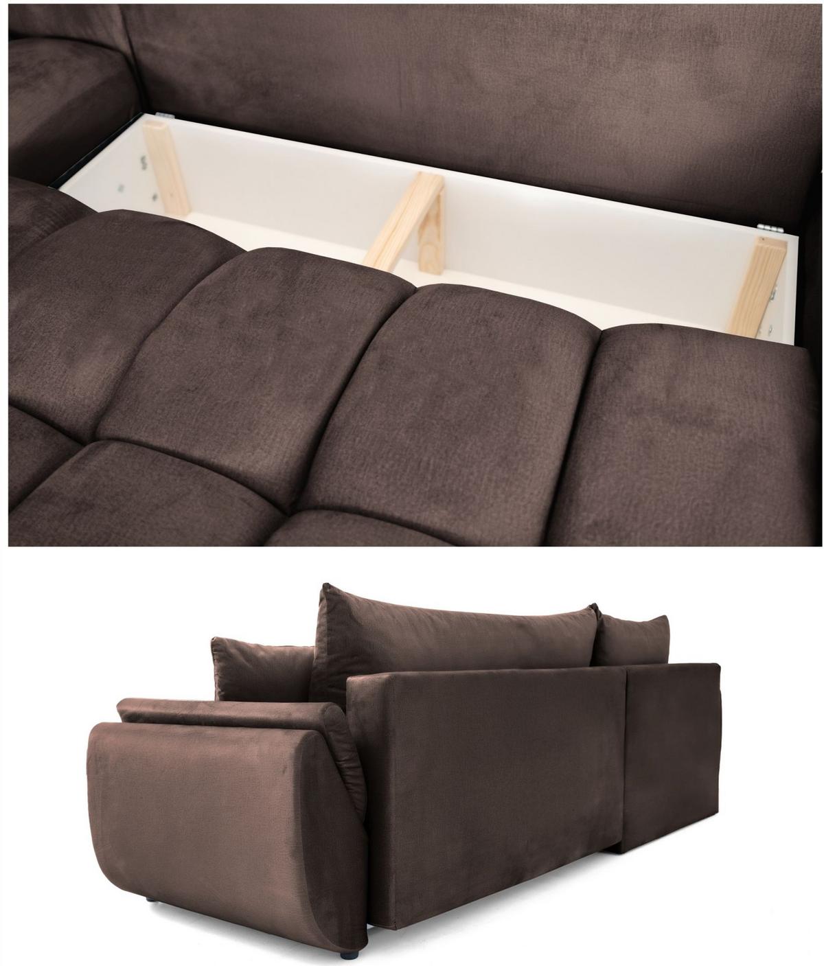 ECKSOFA Collin Mit Schlaffunktion - Braun, Holzwerkstoff/Textil (280/185cm) - Fun Möbel
