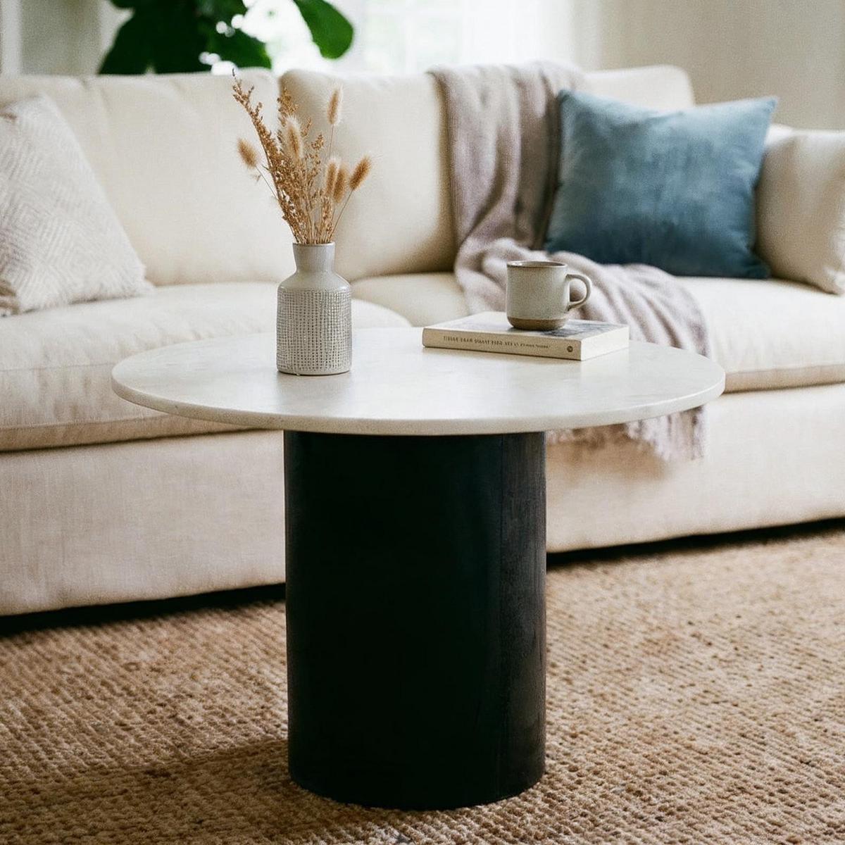 COUCHTISCH YAMUNA weiß/schwarz - Schwarz/Weiß, Holz/Naturmaterialen (60/60/42cm) - IDIMEX