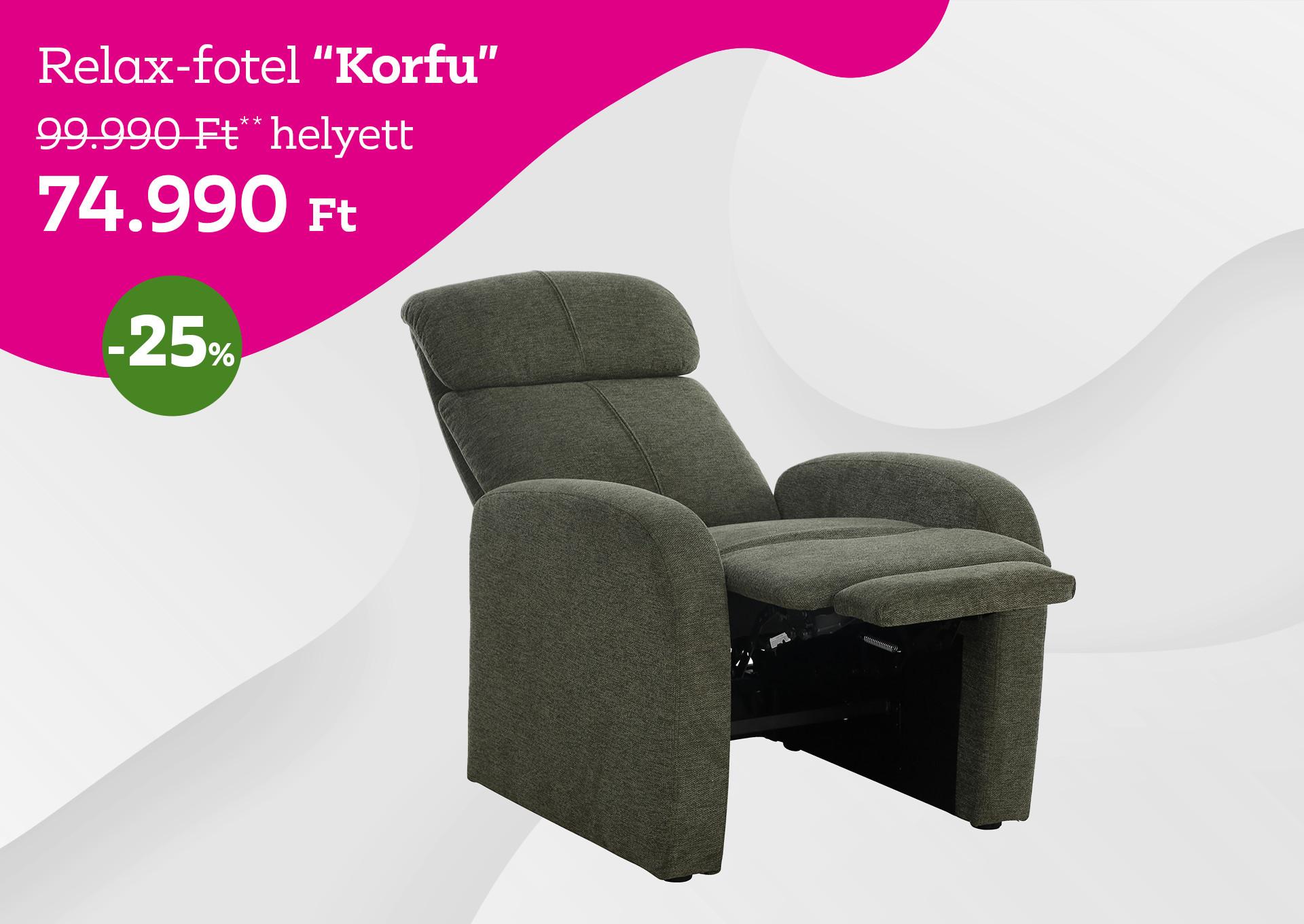 Relax-fotel Korfu 99990 Forint helyett 74990 Forint, kedvezmény mértéke 25%