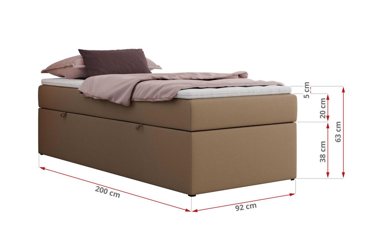 BOXBETT ZERO 90/200 - Braun Plüsch - H4 - Topper Visco - Braun, Textil (90/200cm) - MKS