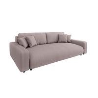 BIGSOFA Emma Puderrosa Cord - Pink/Schwarz, Holz/Kunststoff (234/78/122cm) - S-Style Möbel