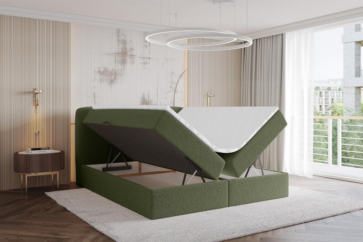 BOXBETT mit Matratze H4 - NINA - 180x200 cm Grün - Dunkelgrün, Holzwerkstoff (180/200cm) - ALTDECOR