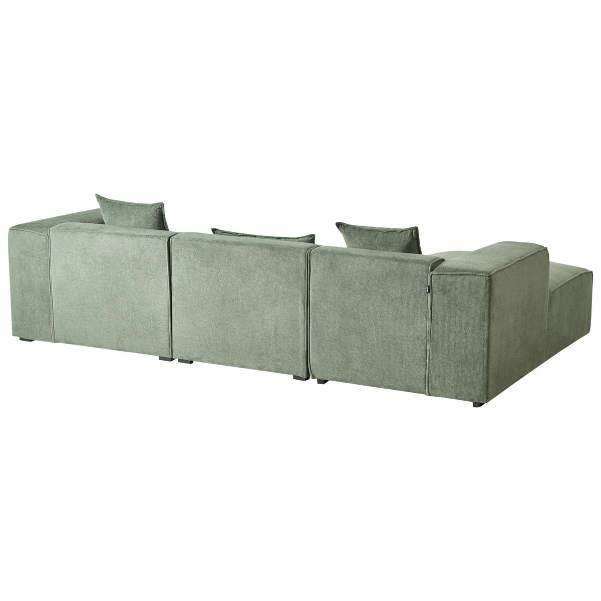 ECKSOFA 3-Sitzer Chenillegewebe Dunkelgrün rechtsseitig Dolva - Schwarz/Grün, Textil (294/170cm) - Beliani