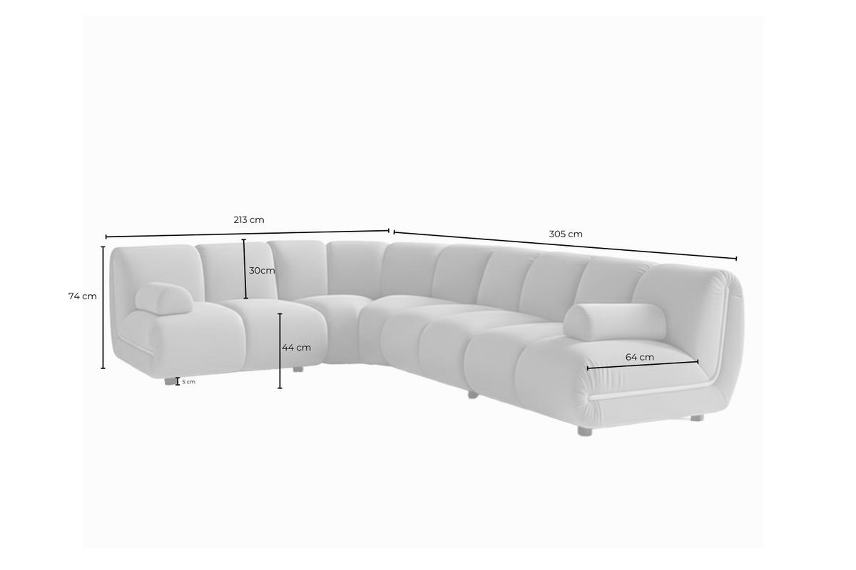 MODULSOFA LAYLA Gelb Velvet - Gelb/Schwarz, Buchenholz/Textil (305/213cm) - KAWOLA