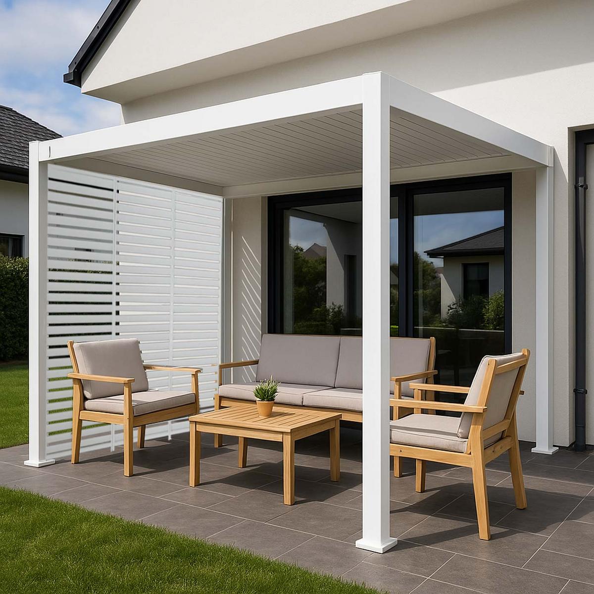 LAMELLENWAND FÜR PERGOLA Weiß - Weiß, Metall (94/213/15cm) - MCW