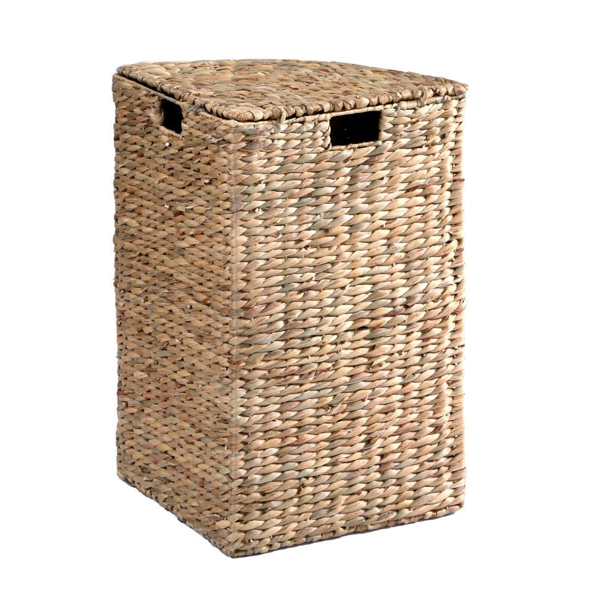 ECK-WÄSCHEKORB aus Wasserhyazinthe - H66 cm - Apfelbaumfarben, Naturmaterialien (40/65/40cm) - Calicosy