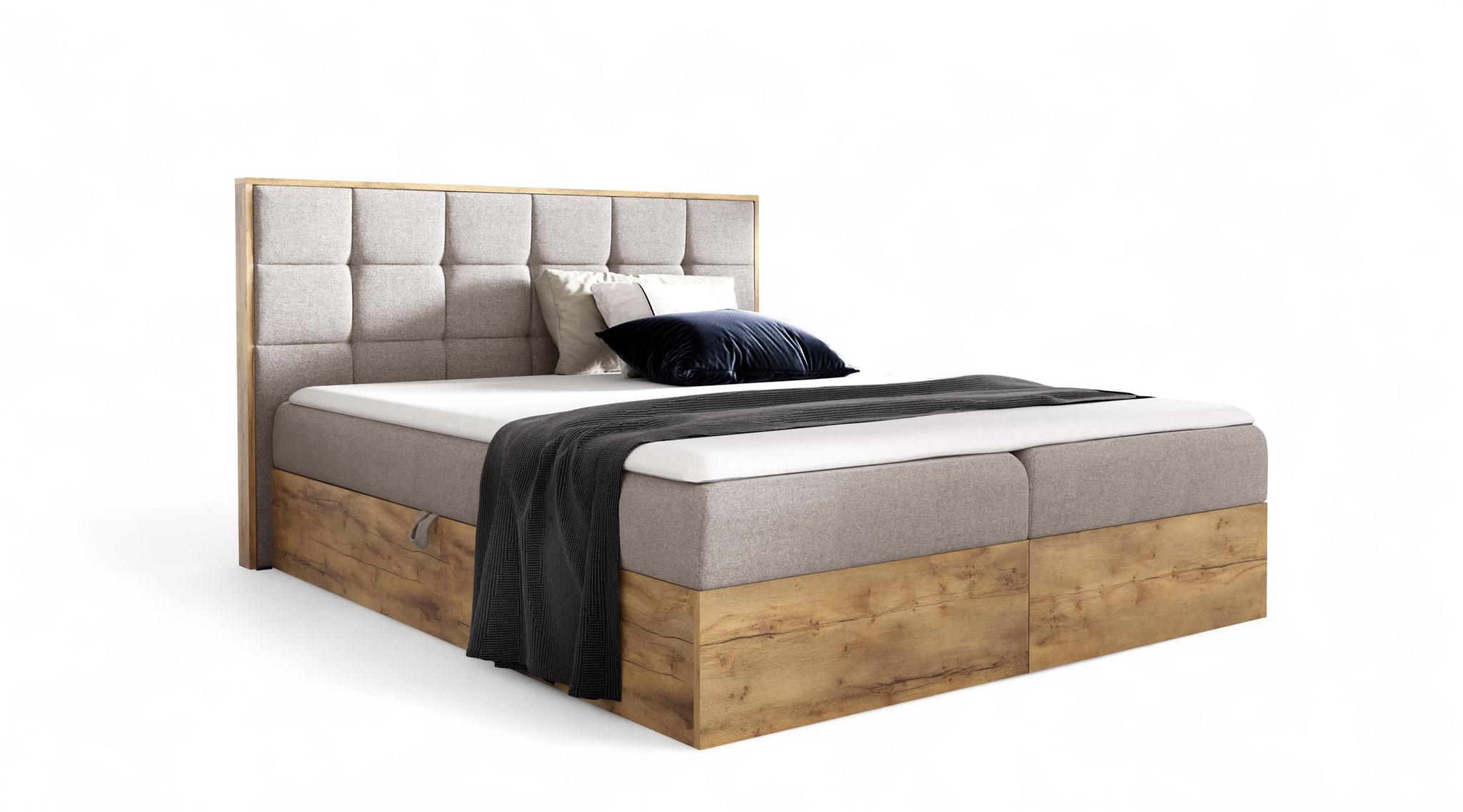 BOXBETT Kalypso überlänge Faro - Beige, Holzwerkstoff/Textil (180/220cm) - Fun Möbel