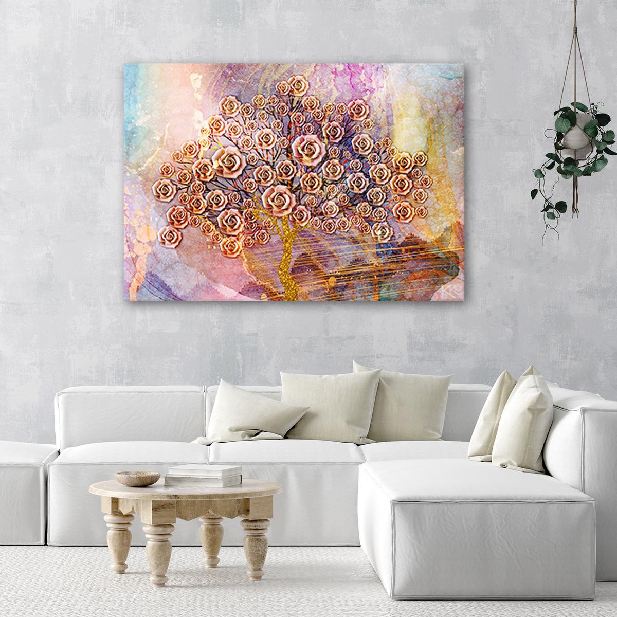 WANDBILD baum des lebens klimt - Pink, Textil (60/40cm) - Feeby