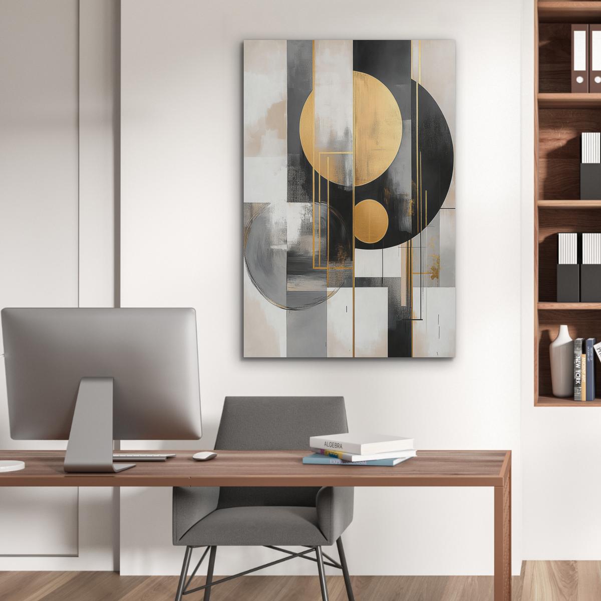 AKUSTIKBILD Abstrakt - Gold - Silber - Formen - Ästhetisch - Modern Wanddeko 70x100 cm - Goldfarben, Kunststoff (70/100/0.9cm) - MuchoWow