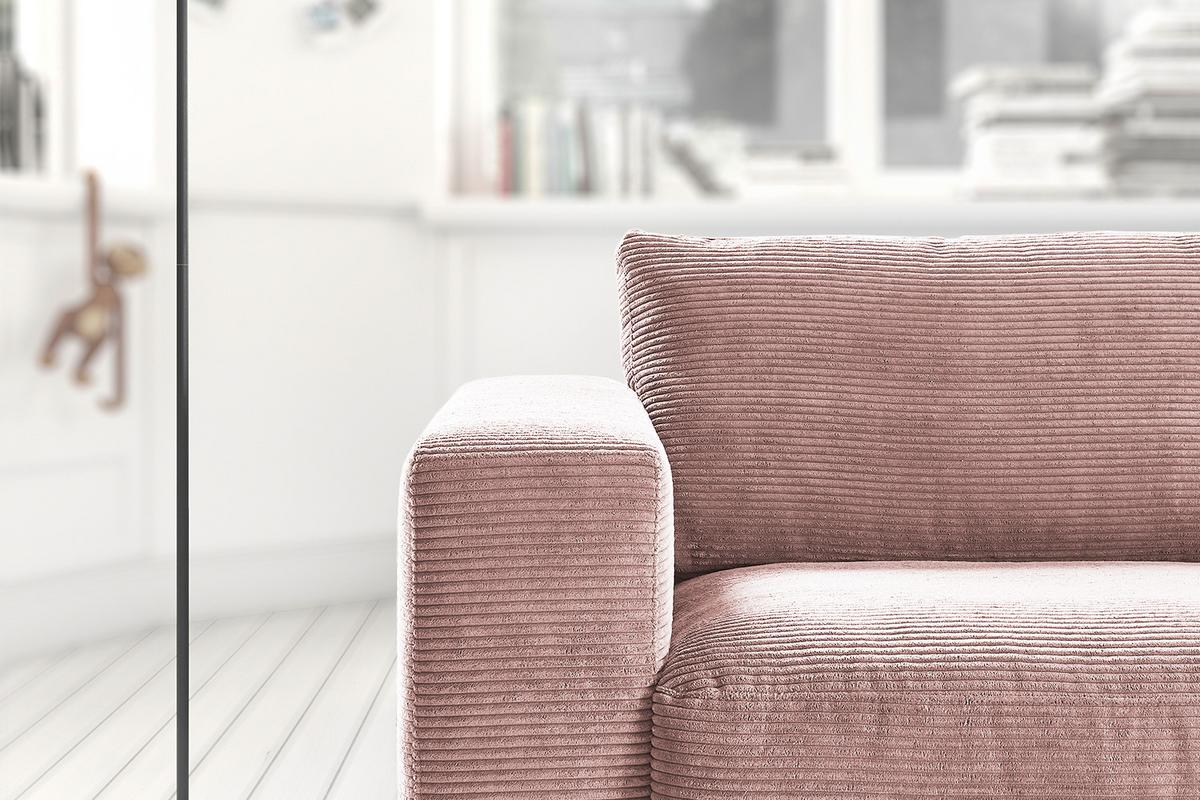SOFA 2-SITZER MADELINE Pink Cord - Schwarz/Rosa, Kunststoff/Textil (230/85/127cm) - KAWOLA