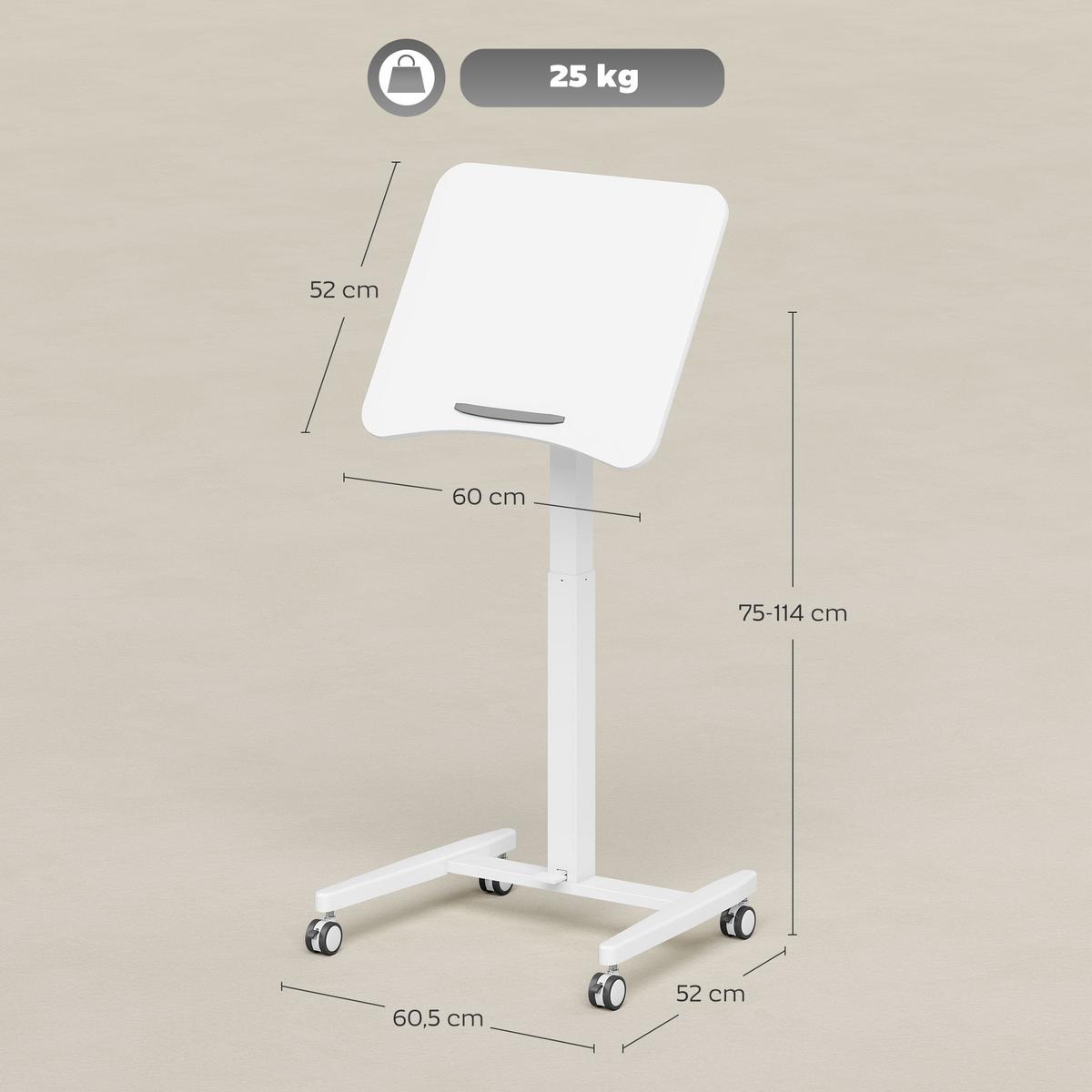 STEHPULT MDF Stahl Weiß - Weiß, Holzwerkstoff/Metall (60.5/52/114cm) - HOMCOM