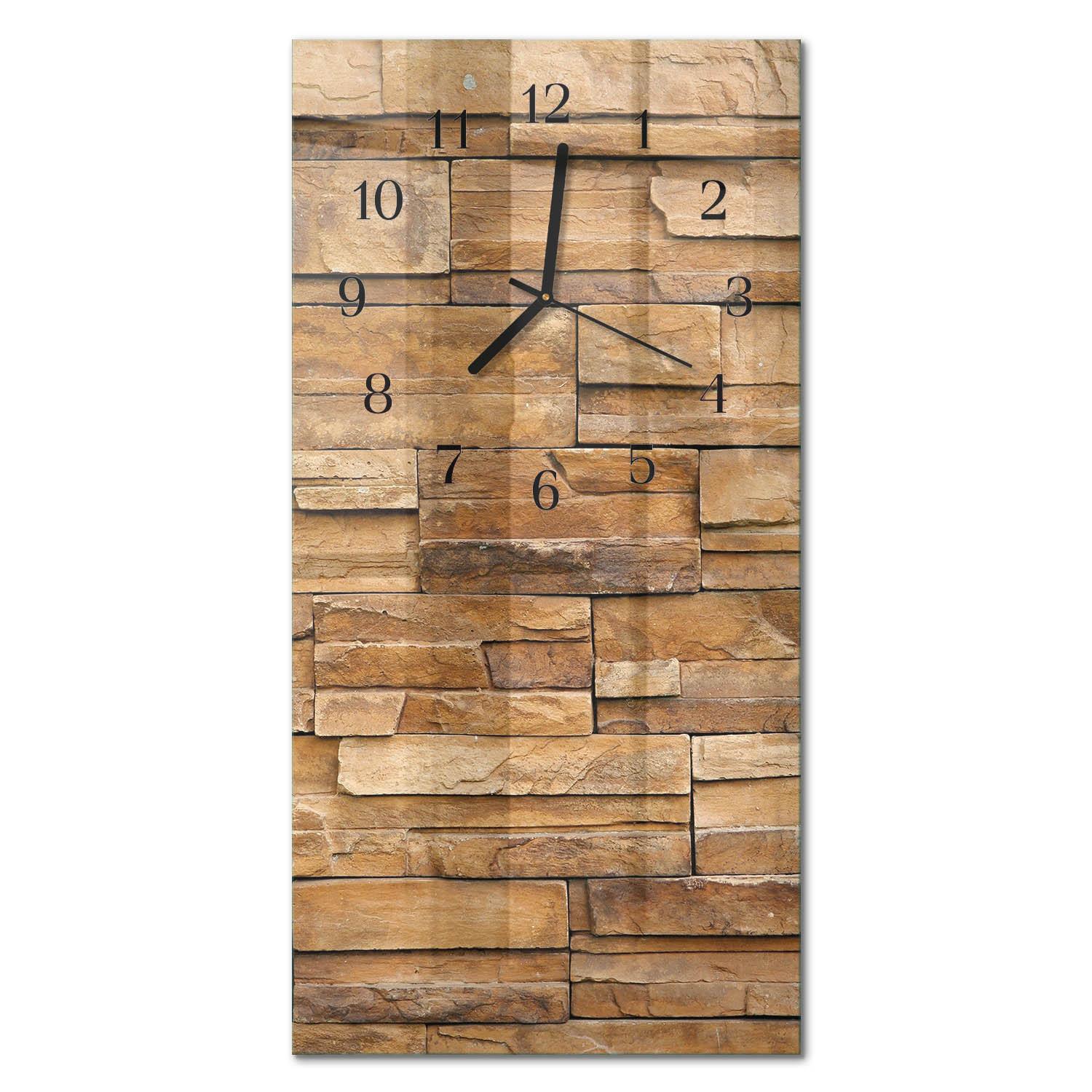 WANDUHR aus Glas 30x60 cm - Klinker - Braun, Glas (30/60/0.4cm) - TULUP