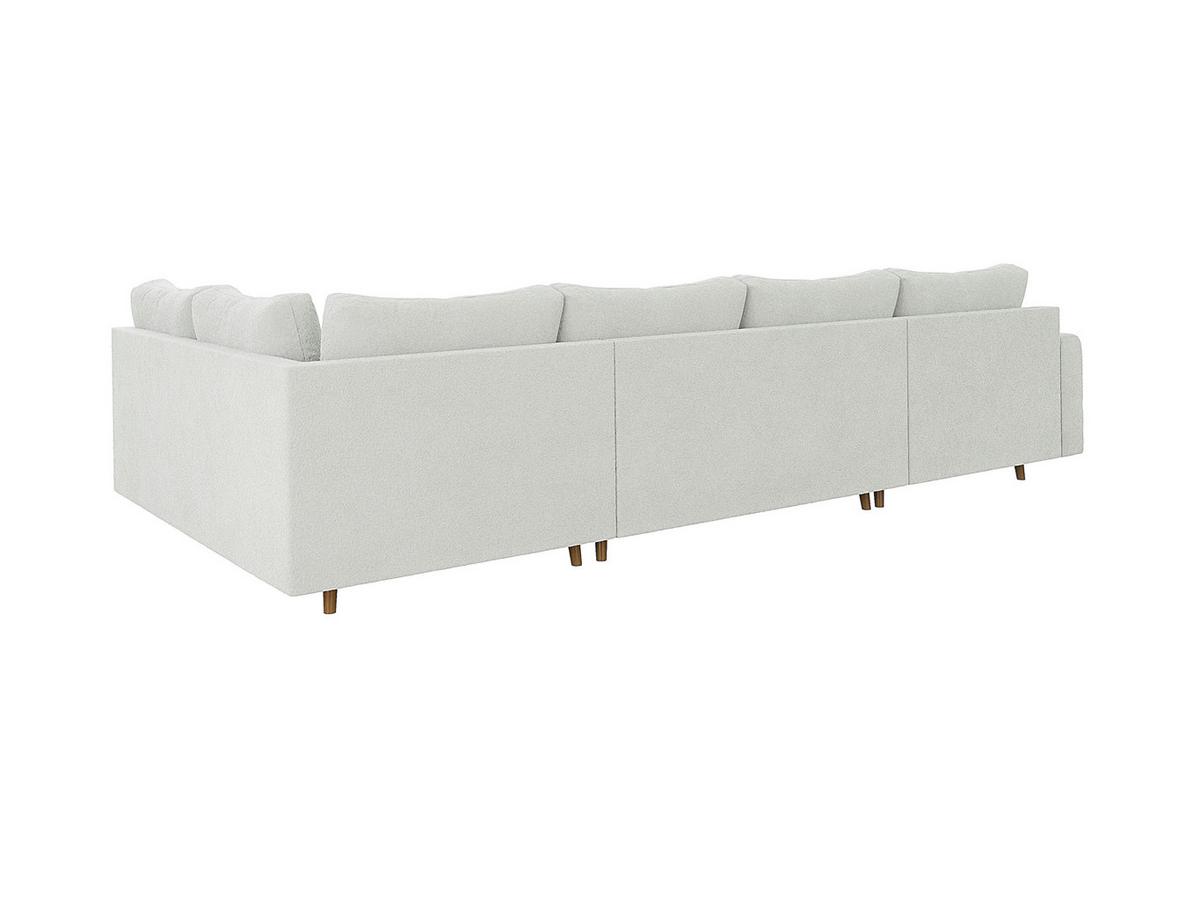 WOHNLANDSCHAFT Henrik Weiß Boucle - Ottomane Links - Weiß/Braun, Holz/Textil (310/81/161cm) - S-Style