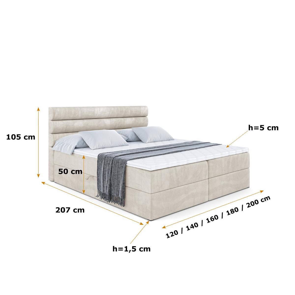 BOXBETT mit Matratze H3 und Lattenrost - CELESTIA - 180x200 cm Ecru - Ecru, Holzwerkstoff (180/200cm) - ALTDECOR