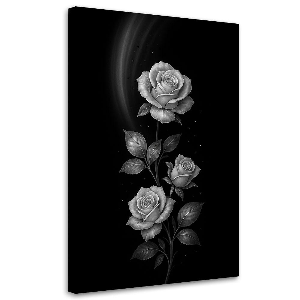 LEINWANDBILD Blumen Silberne Rosen 70x100cm - Schwarz, Textil (70/100cm) - Feeby