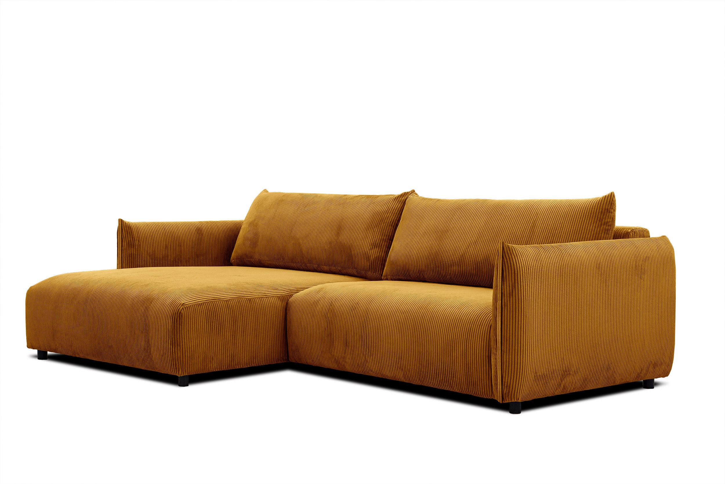 ECKSOFA TAUER 5-Sitzer, honig - Schwarz/Honig, Holzwerkstoff/Kunststoff (174/292cm) - Wozimo