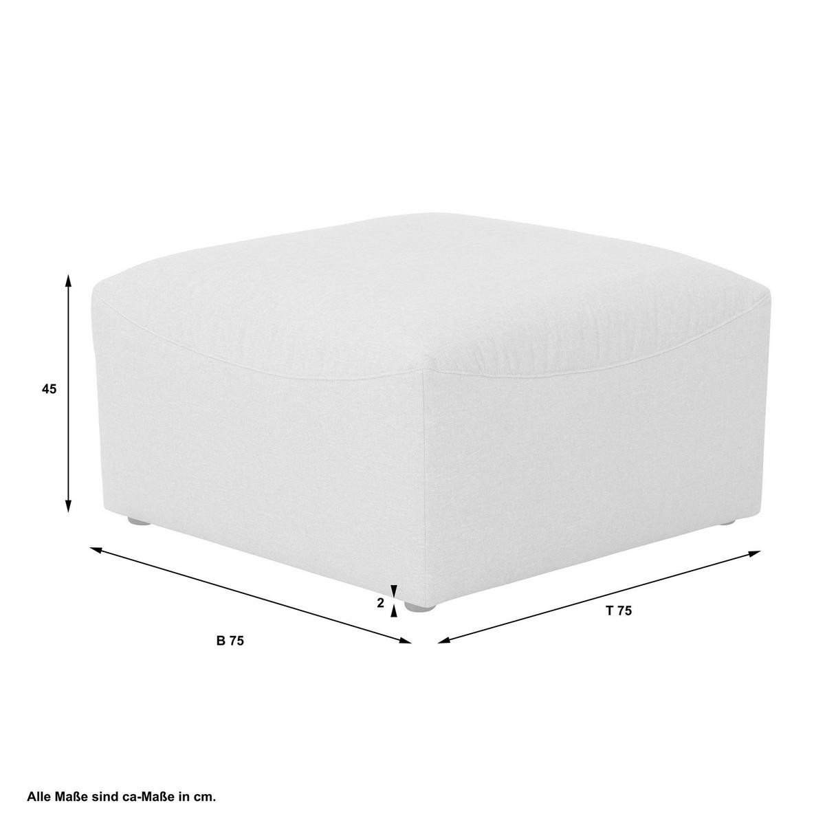 POLSTERHOCKER Kattrina Flachgewebe creme - Creme, Kunststoff (75/45/75cm) - 58aufmkessel