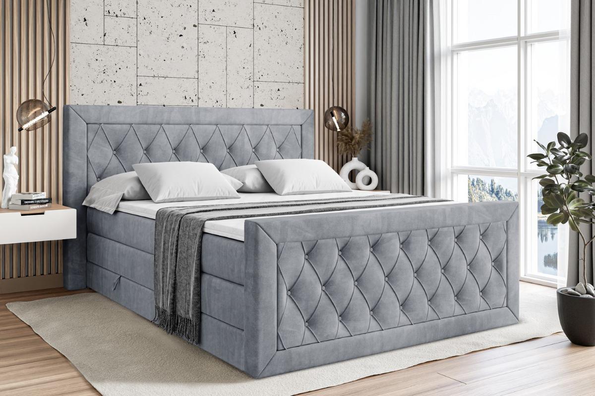 BOXSPRINGBETT NOEL-Z KING - 180 x 200 - H3/H4 - Grau - Grau, Holzwerkstoff (180/200cm) - ALTDECOR