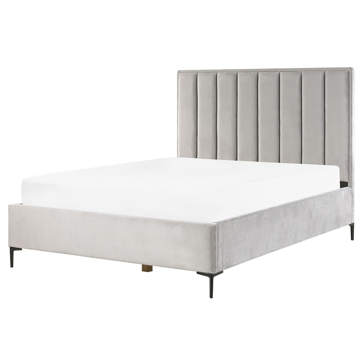 POLSTERBETT 160x200 cm Grau Sezanne - Hellgrau, Textil (160/200cm) - Beliani
