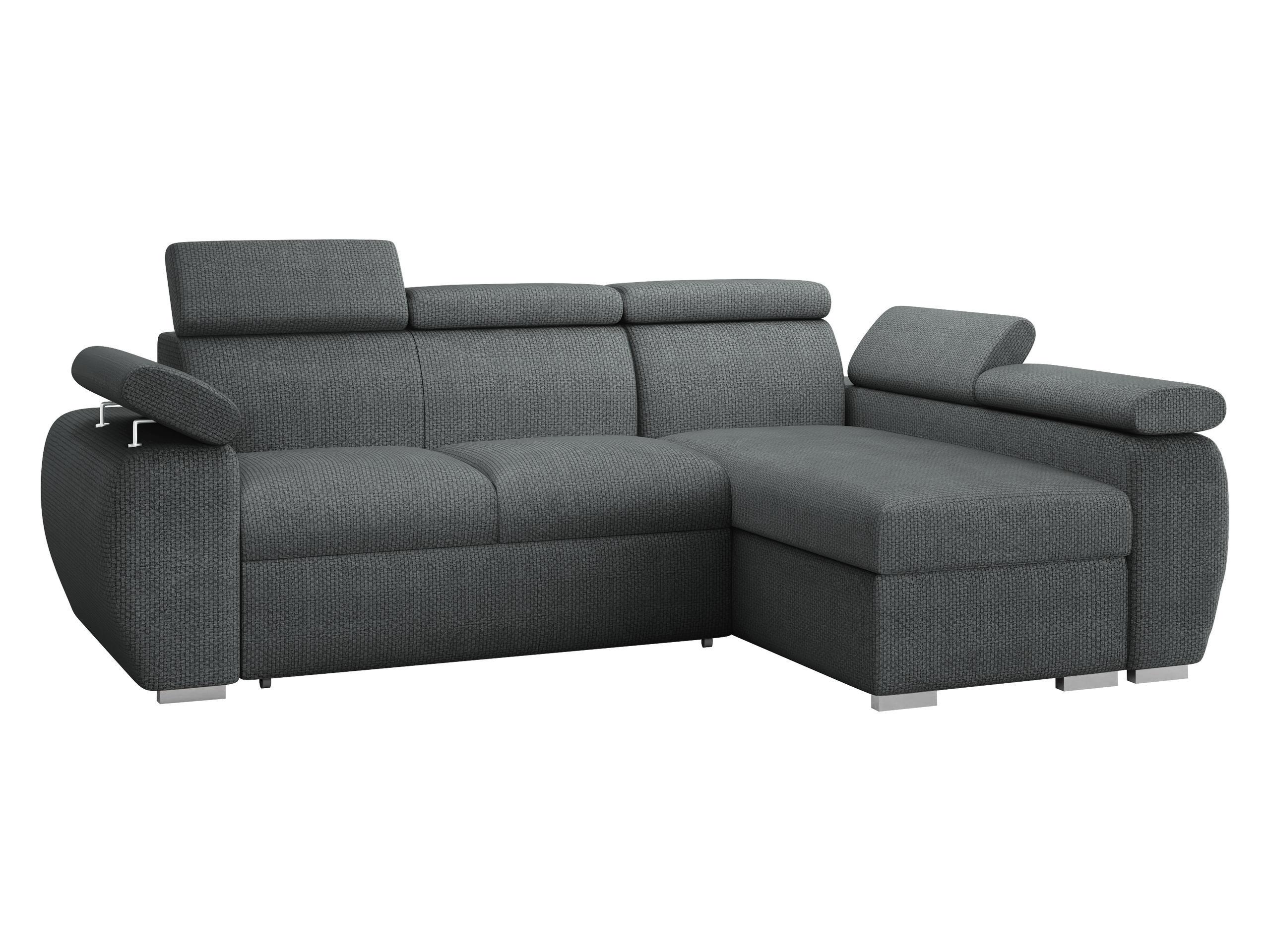 ECKSOFA Boston Mini, Seite: Rechts - 2R+LC - Chromfarben/Blaugrau, Holz/Textil (255/170cm) - MIRJAN24