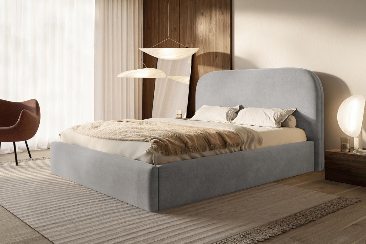 BETT 140x200 - Polsterbett mit Bettkasten und Metallrahmen - Modern Betten - Weicher Jasminstoff - Kollektion Verona - Grau - Grau, Holz/Textil (140/200cm) - Alpi-Möbel