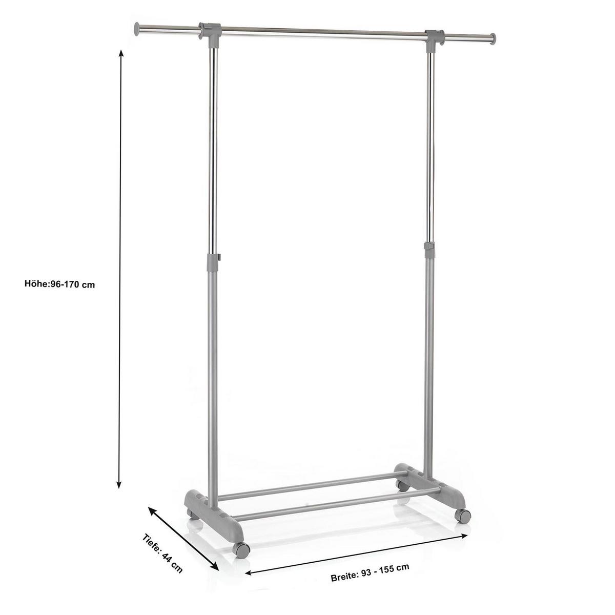 ROLLGARDEROBE SALA grau - Grau, Metall (93/96/44cm) - CARO-Möbel