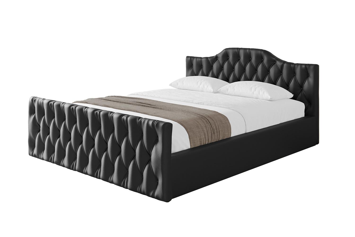 POLSTERBETT mit Bettkasten, Fußteil und Lattenrost, Boxbett ohne Matratze - FALIO-Z-V1 120x200 Schwarz Kunstleder - Schwarz Hochglanz, Holzwerkstoff/Textil (120/200cm) - ALTDECOR
