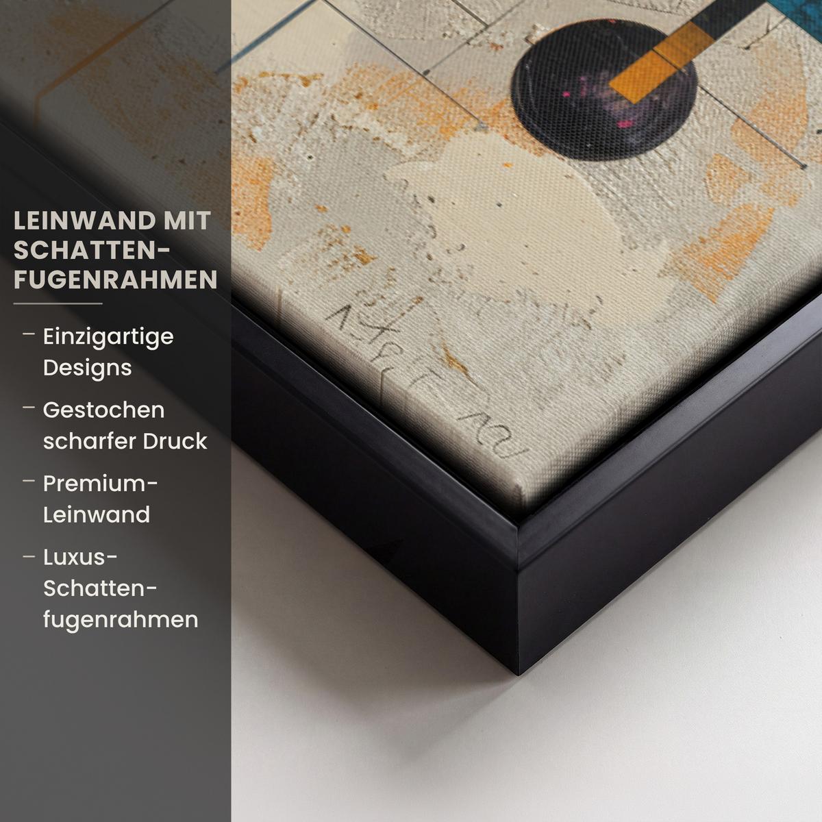 LEINWAND Bilder mit Rahmen - Vintage - Moderne Kunst - Orange - Geometrische Formen - 40x60 - Multicolor, Textil (40/60cm) - MuchoWow