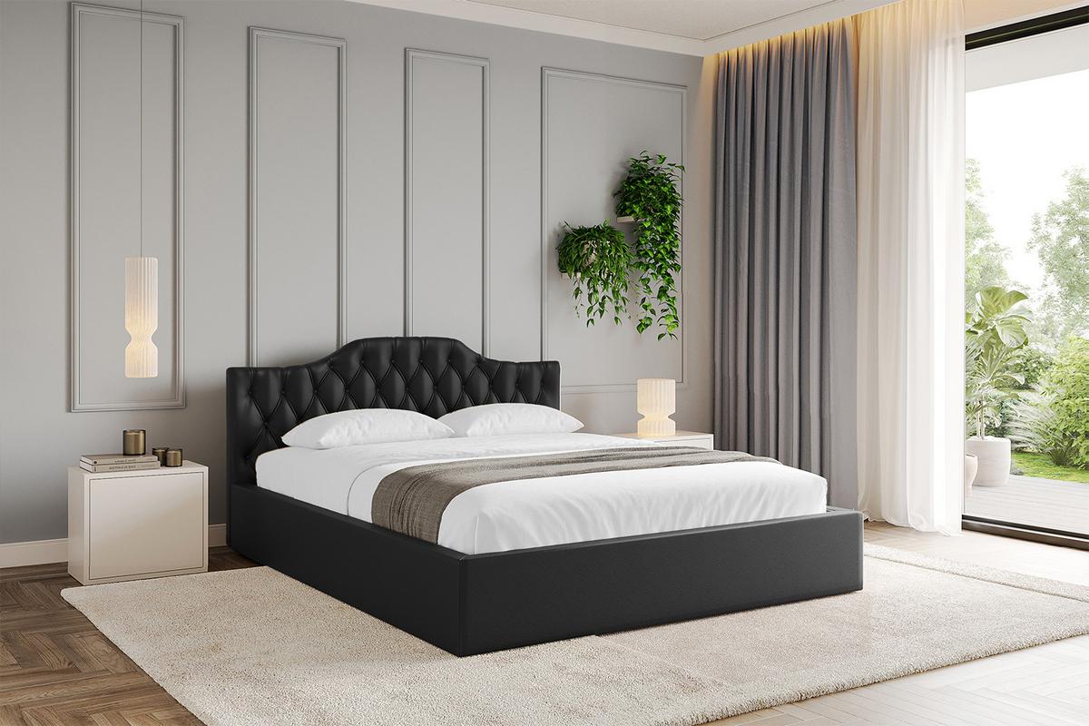 POLSTERBETT mit Bettkasten und Lattenrost, Bett mit Matratze H3/H4 - FALIO-V1 120x200 Schwarz Kunstleder - Schwarz Hochglanz, Holzwerkstoff/Textil (120/200cm) - ALTDECOR